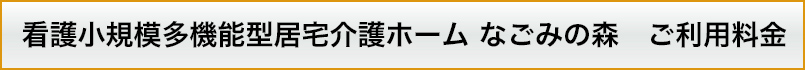 看護小規模多機能型居宅介護ホーム なごみの森　ご利用料金