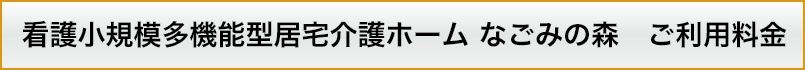 看護小規模多機能型居宅介護ホーム なごみの森　ご利用料金