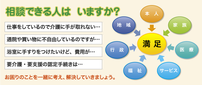 相談できる人は いますか?お困りのことを一緒に考え、解決していきましょう。